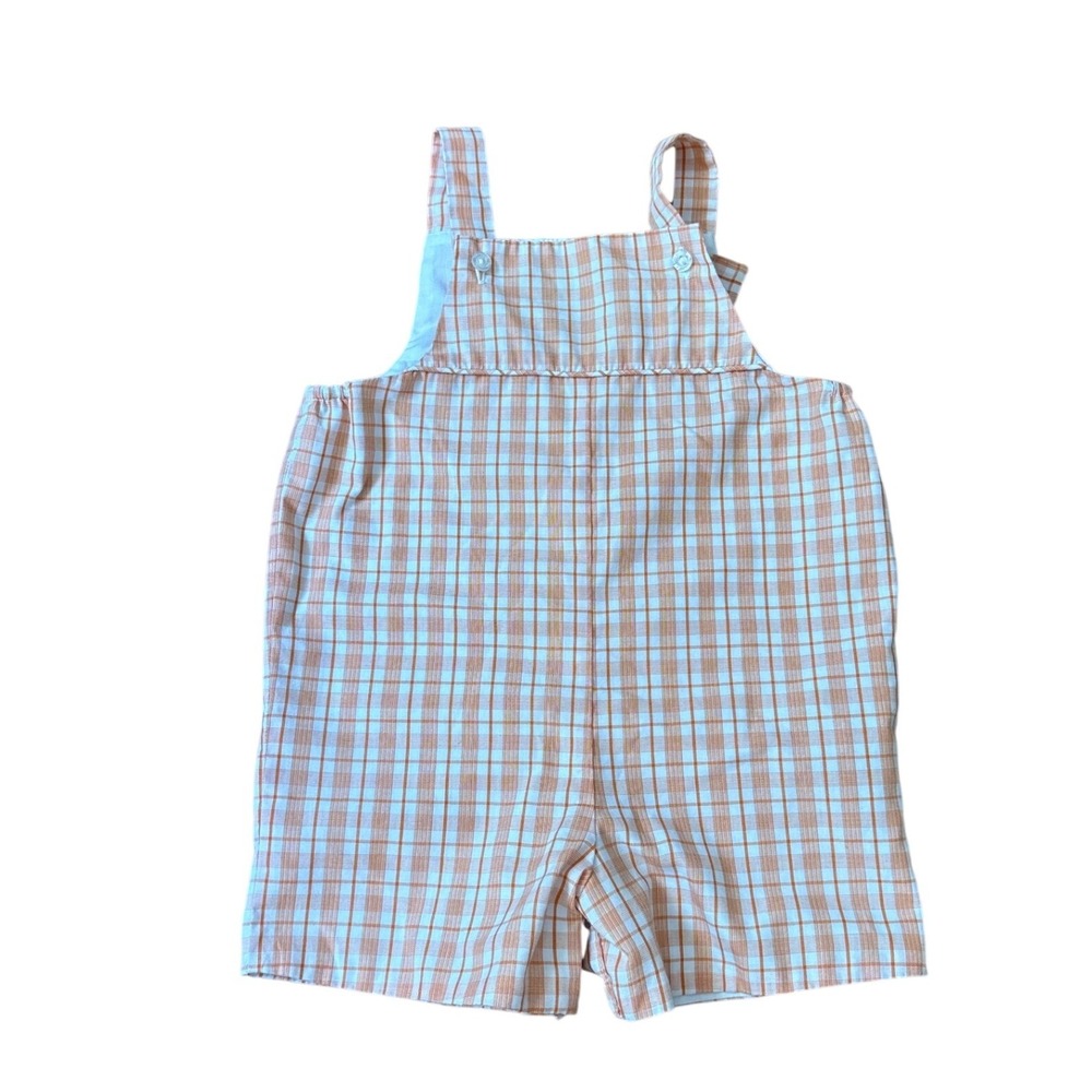 Little English Jon Jon Kids Orange‎ Plaid Southern Prep One Piece SIZE 24M